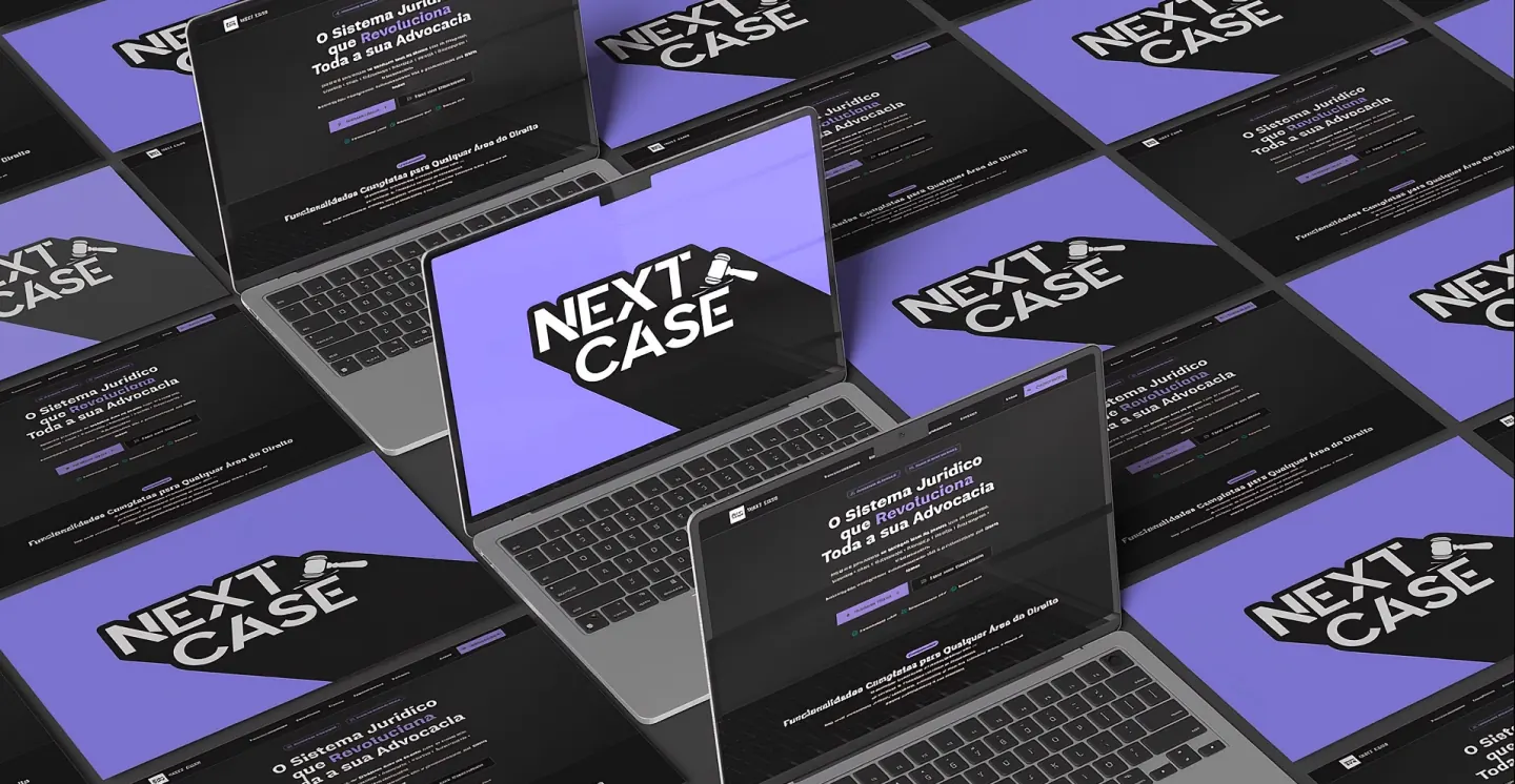 Sistema para escritório de advocacia Next Case em notebook, tablet e celular